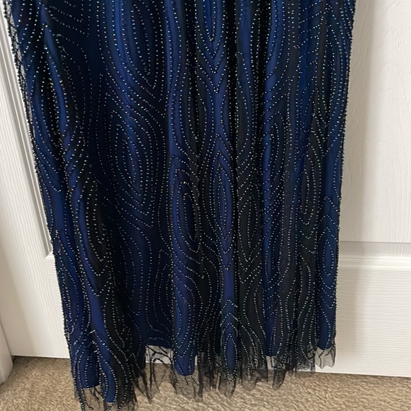 Beautiful formal beaded dress. Navy blue with a split on the front of the dress. - Picture 6 of 11